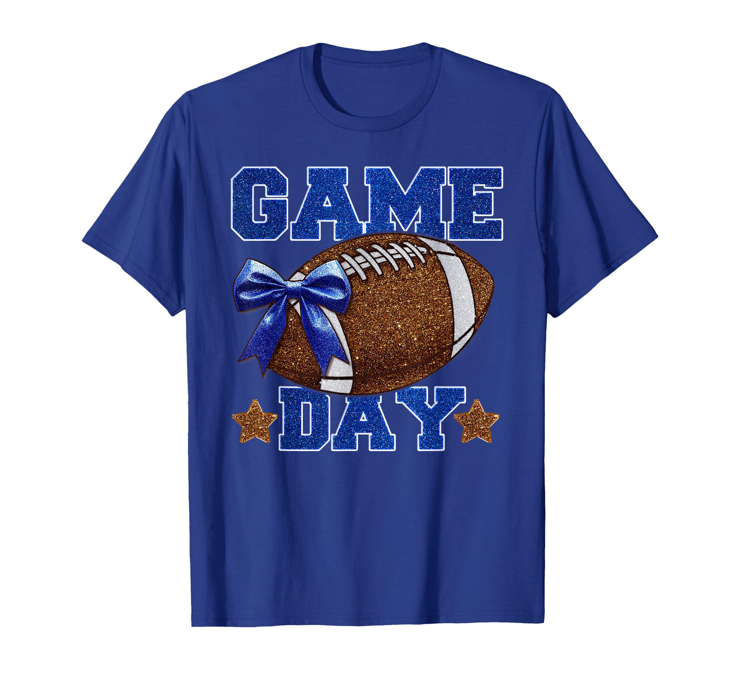 Game Day Football Season Football Mama Girl Blue Gold Vibes T-Shirt