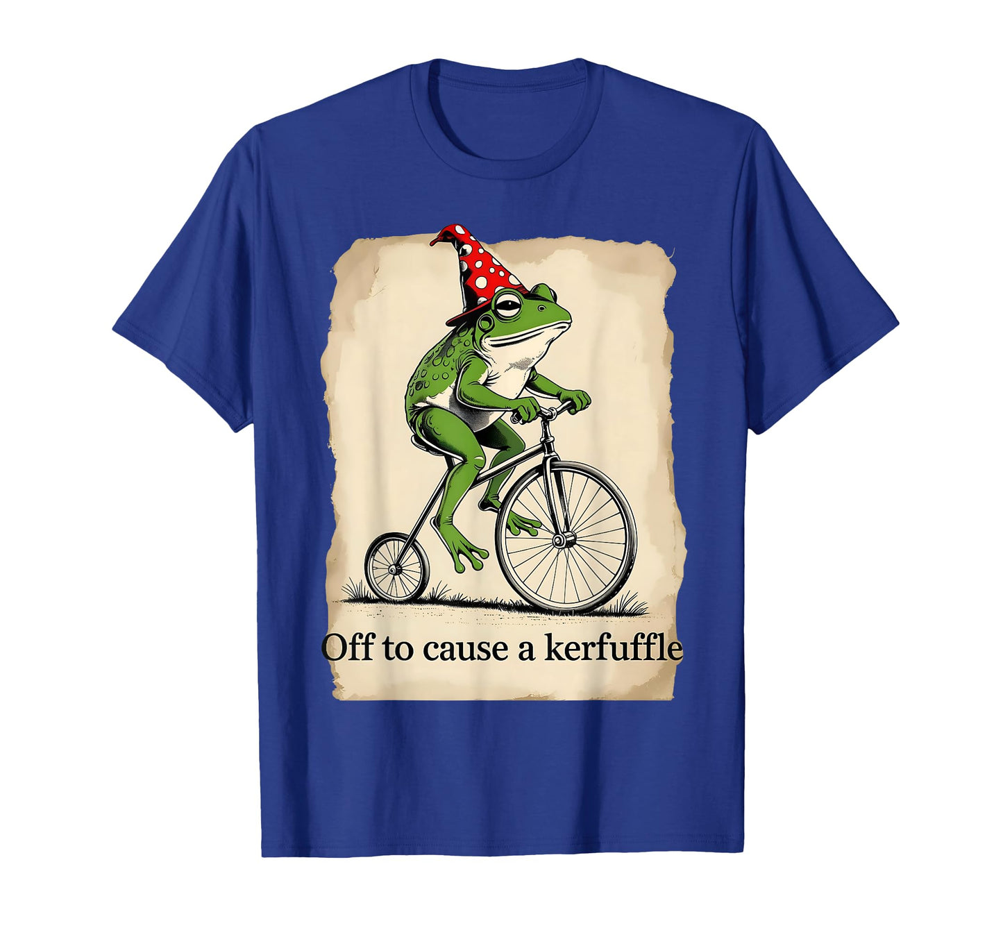 Funny Frog Riding Penny-Farthing Off to Cause a Kerfuffle T-Shirt