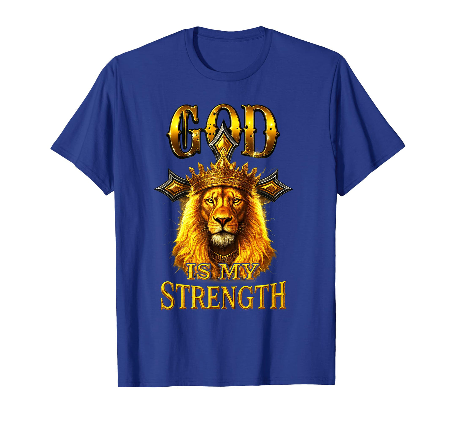 God is My Strength Lion of Judah Christian Cross T-Shirt