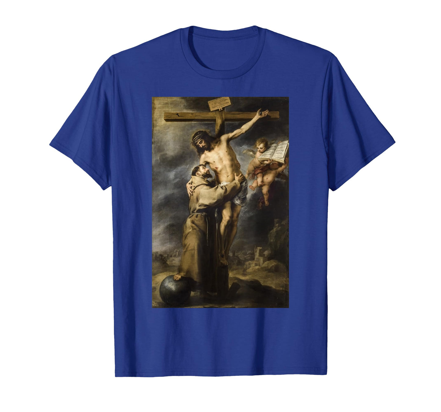 Saint Francis Embracing Christ on the Cross Painting Murillo T-Shirt