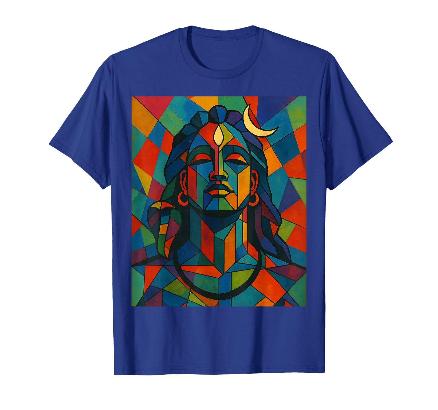 Adiyogi Shiva Modern Cubist Stained Glass Style God of Yoga T-Shirt