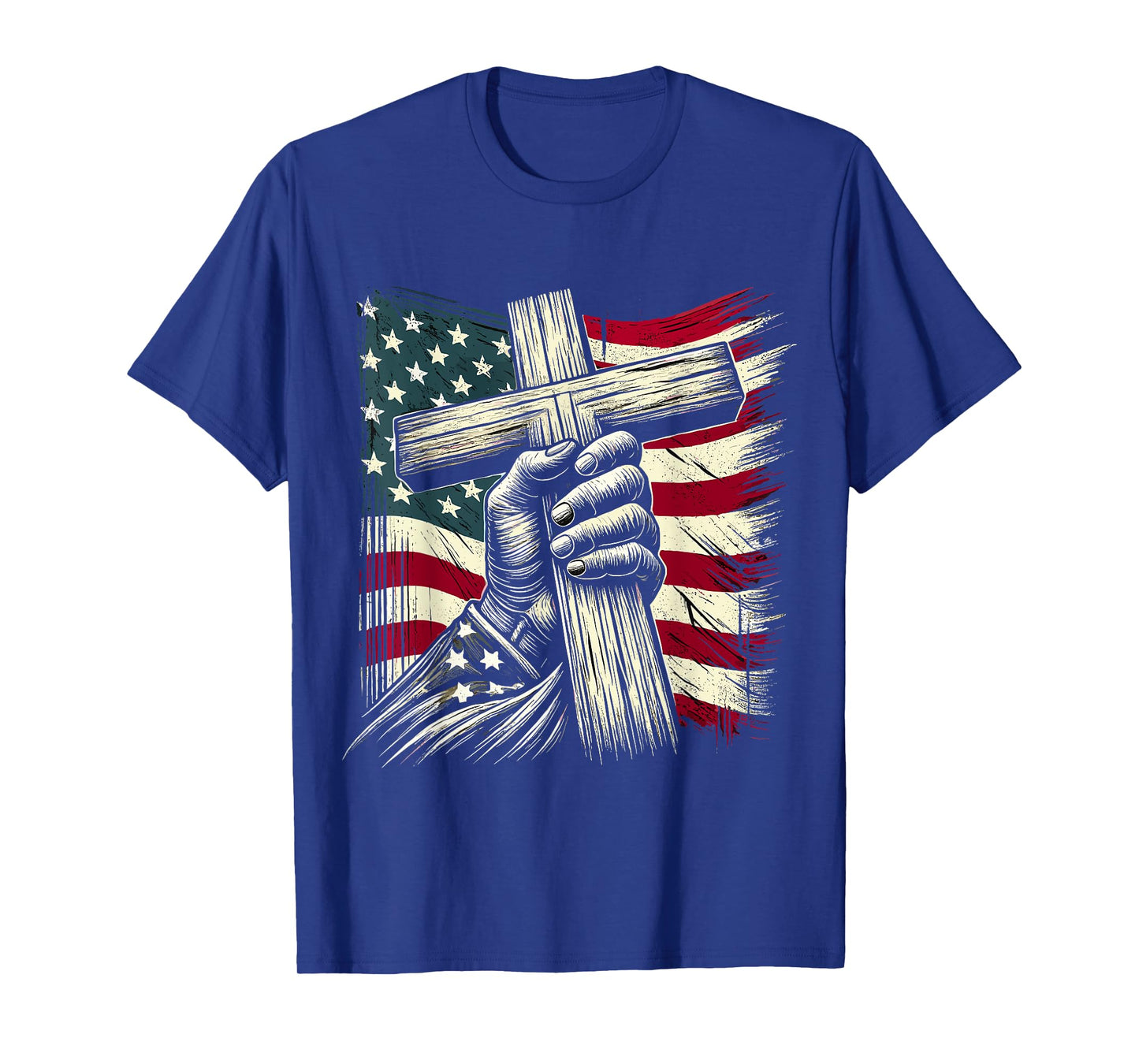 Christian Cross and USA Flag 4th of July Jesus T-Shirt