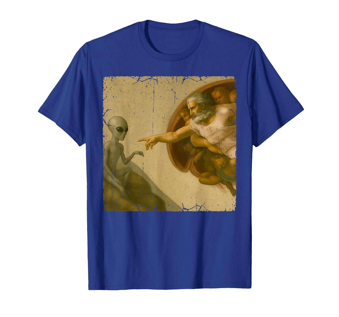 Grey Alien God Creation of Adam Meme Funny Memes T-Shirt