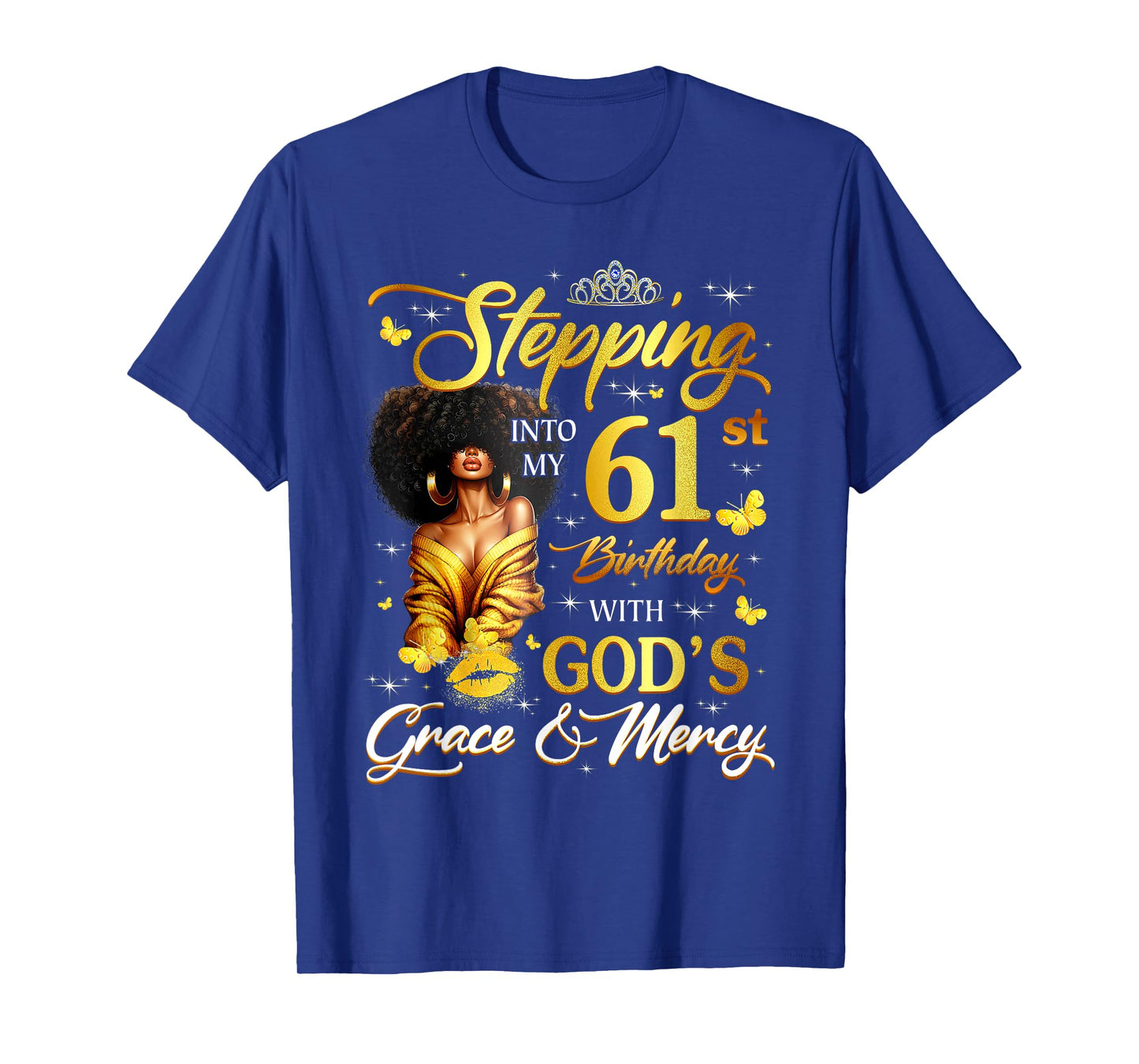 Stepping Into My 61st Birthday Black Queen Bday T-Shirt