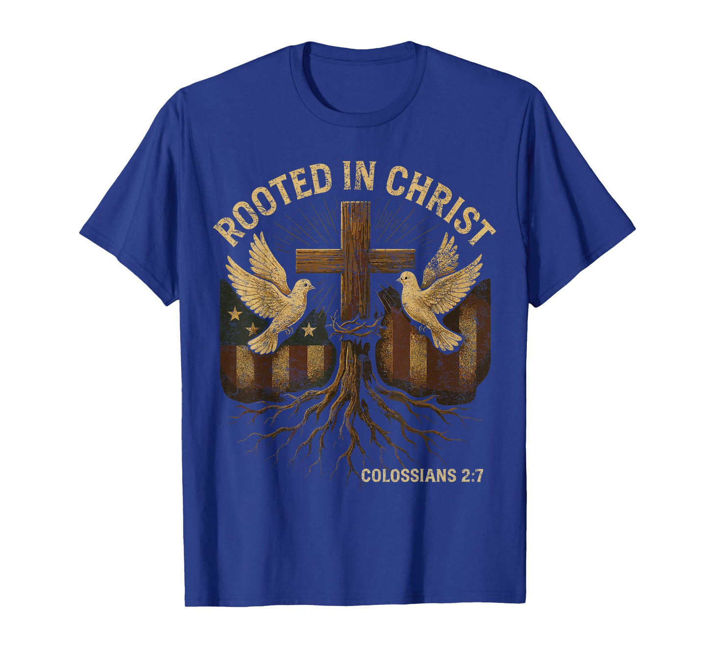 Spiritual Retro Christian Cross Rooted in Christ Faith Verse T-Shirt