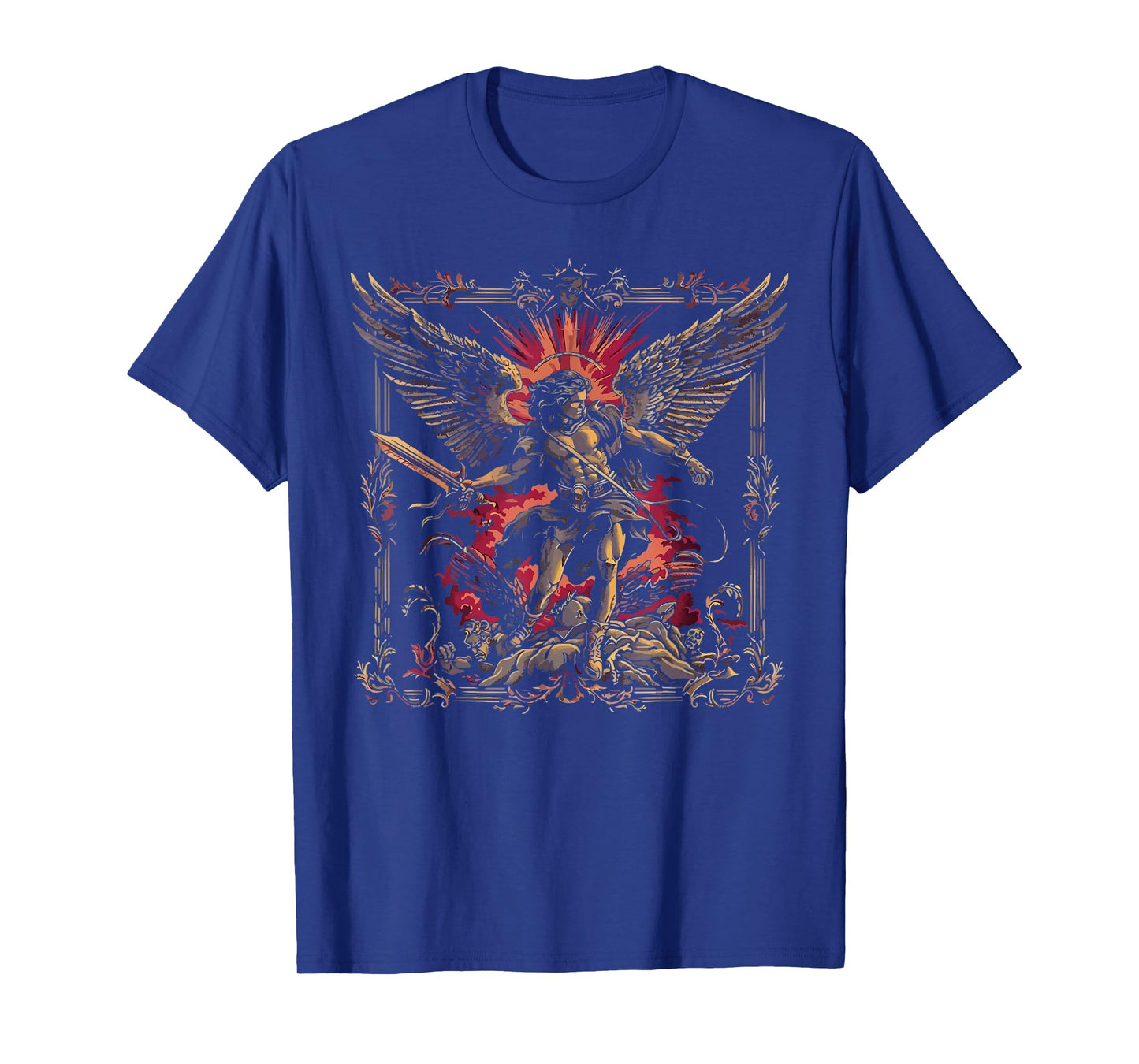 Archangel Catholic Religion Christianity Guardian Angel T-Shirt - Archangel MiZa Apparel - Unisex - Religious Theme - Black - Small - Short Sleeve