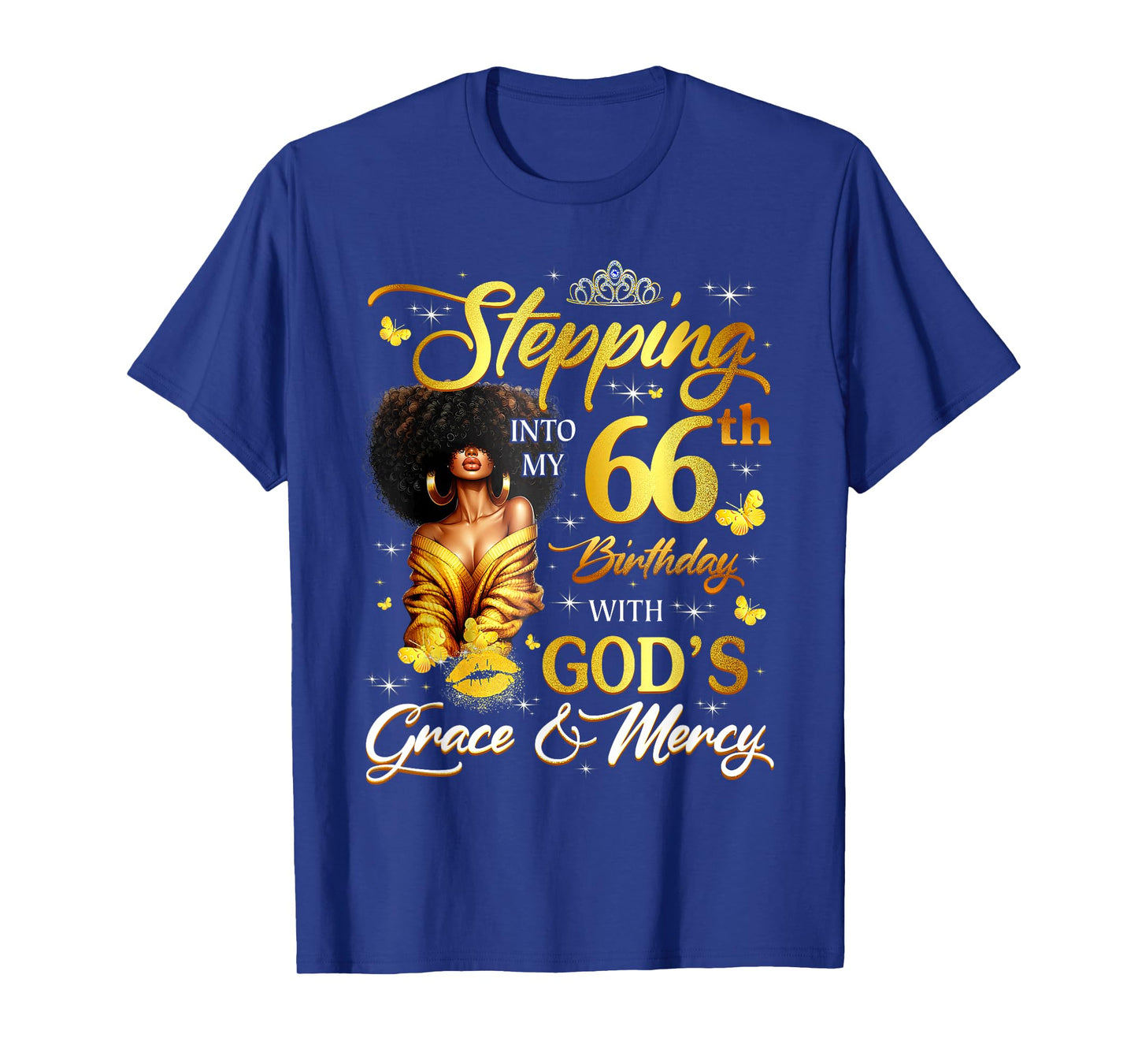 Stepping Into My 66th Birthday Black Queen Bday T-Shirt