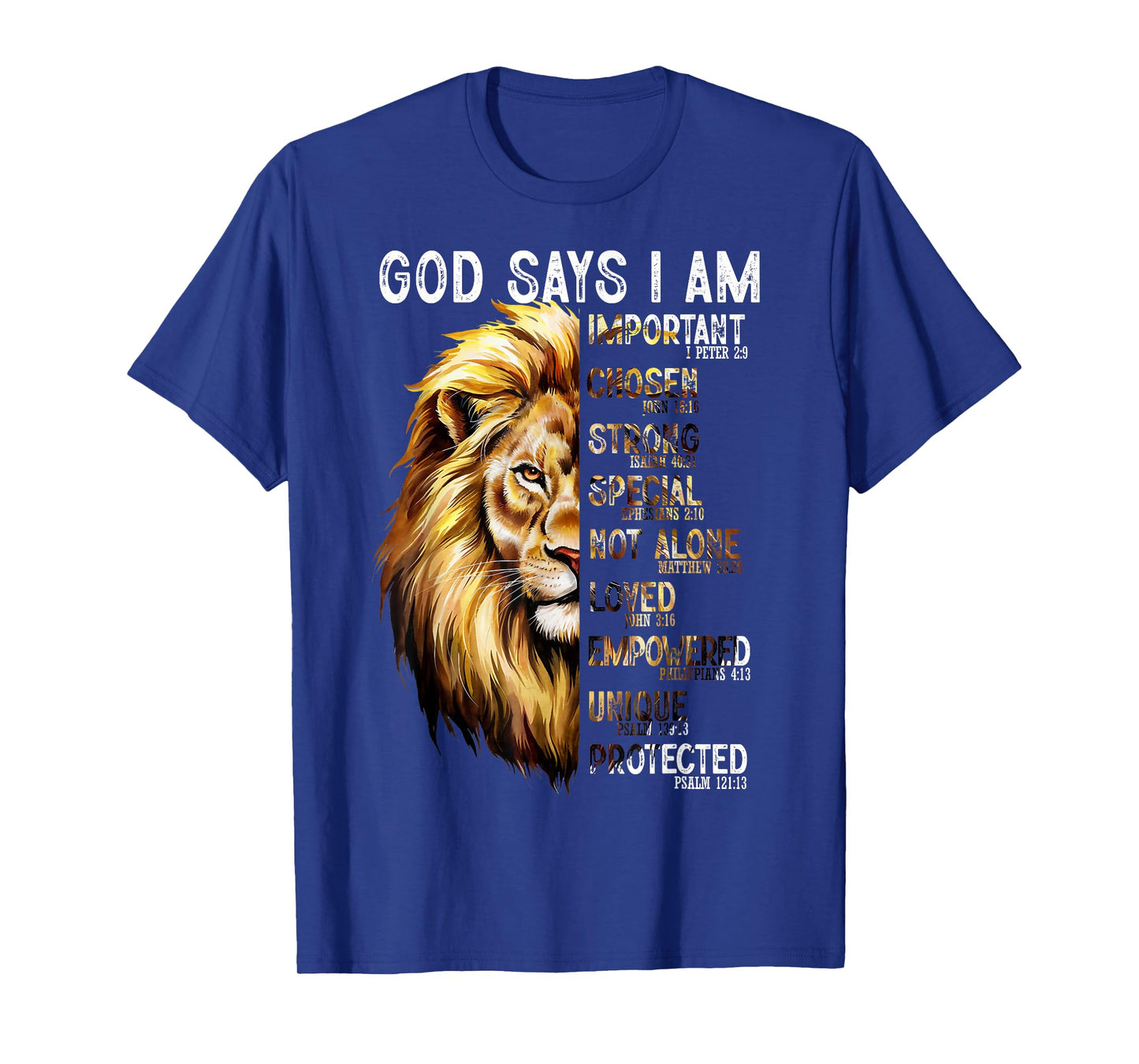 God Says I Am Christian Lion Men Religious Bible Verse T-Shirt