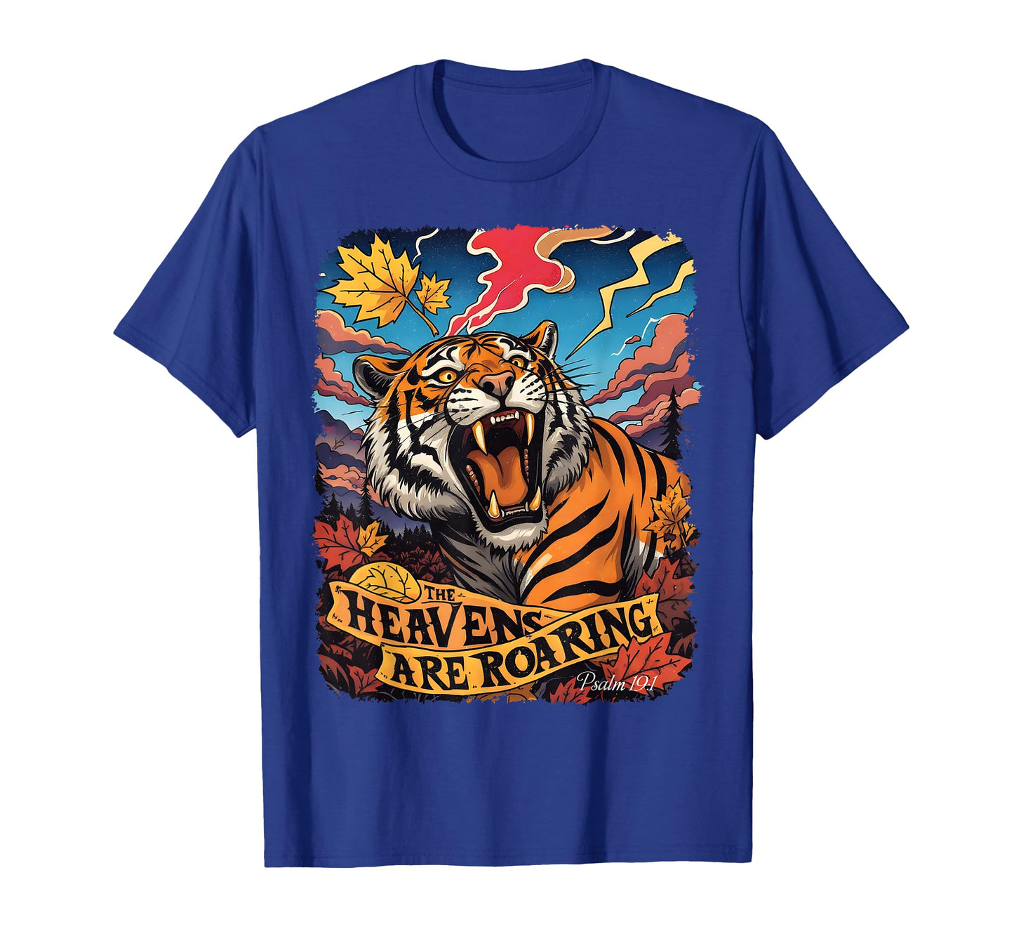 Retro The Heavens are Roaring Tiger Psalm 19:1 Christian T-Shirt