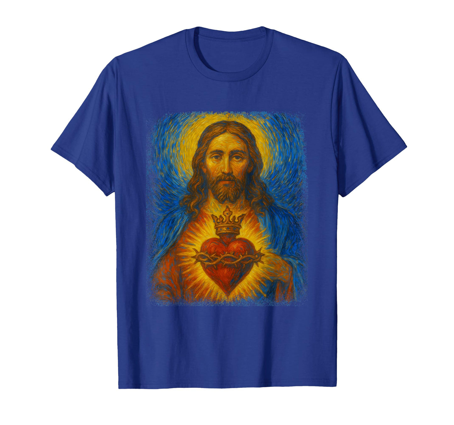Sacred Heart of Jesus Catholic Christian Starry Night Art T-Shirt