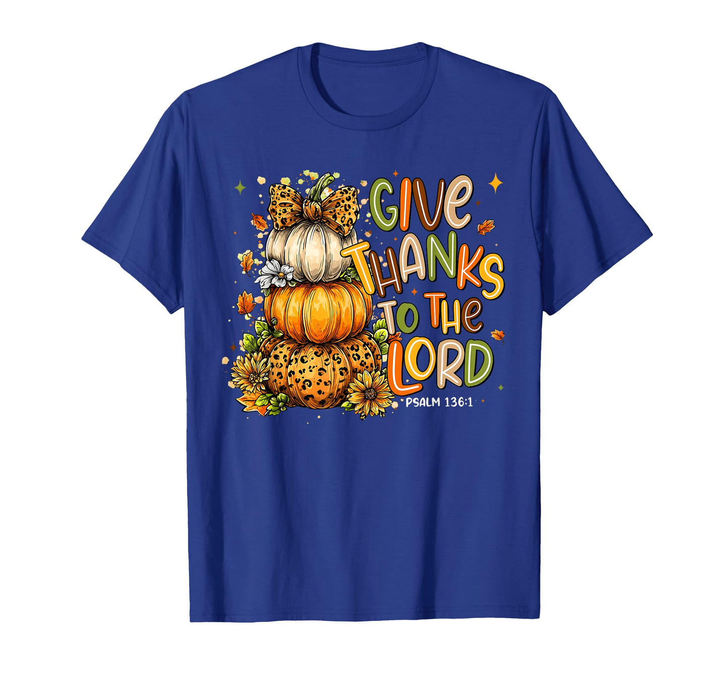 Give Thanks to The Lord Fall Christian Cross Coquette Bow T-Shirt
