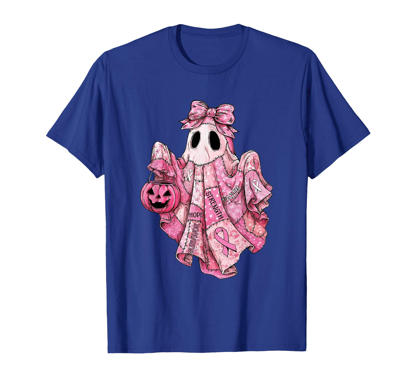 Pink Ribbon Ghost Survivor Hope Strength Faith Halloween T-Shirt
