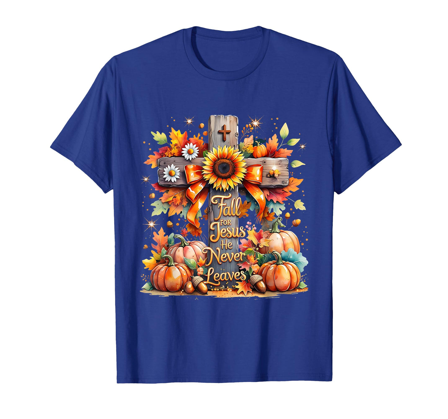 Fall for Jesus Christian Pumpkin Autumn Cross T-Shirt
