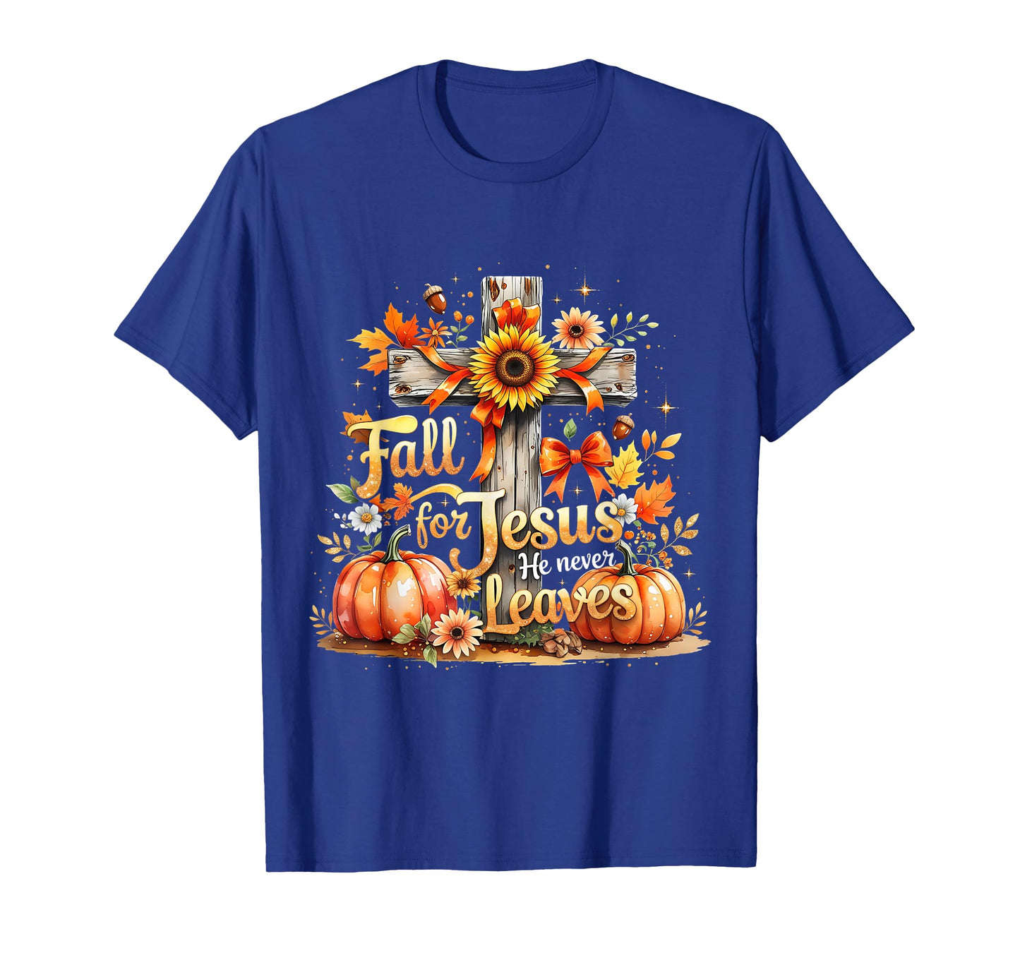 Fall for Jesus Christian Pumpkin Autumn Cross T-Shirt