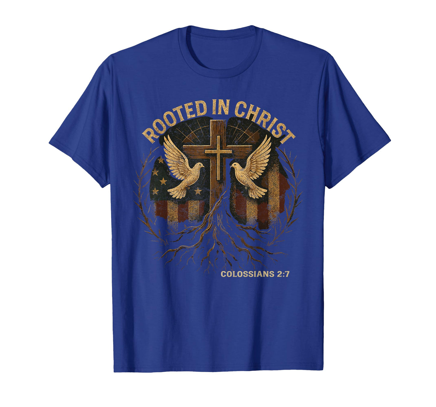 Rooted in Christ Vintage Christian Cross Retro Faith T-Shirt