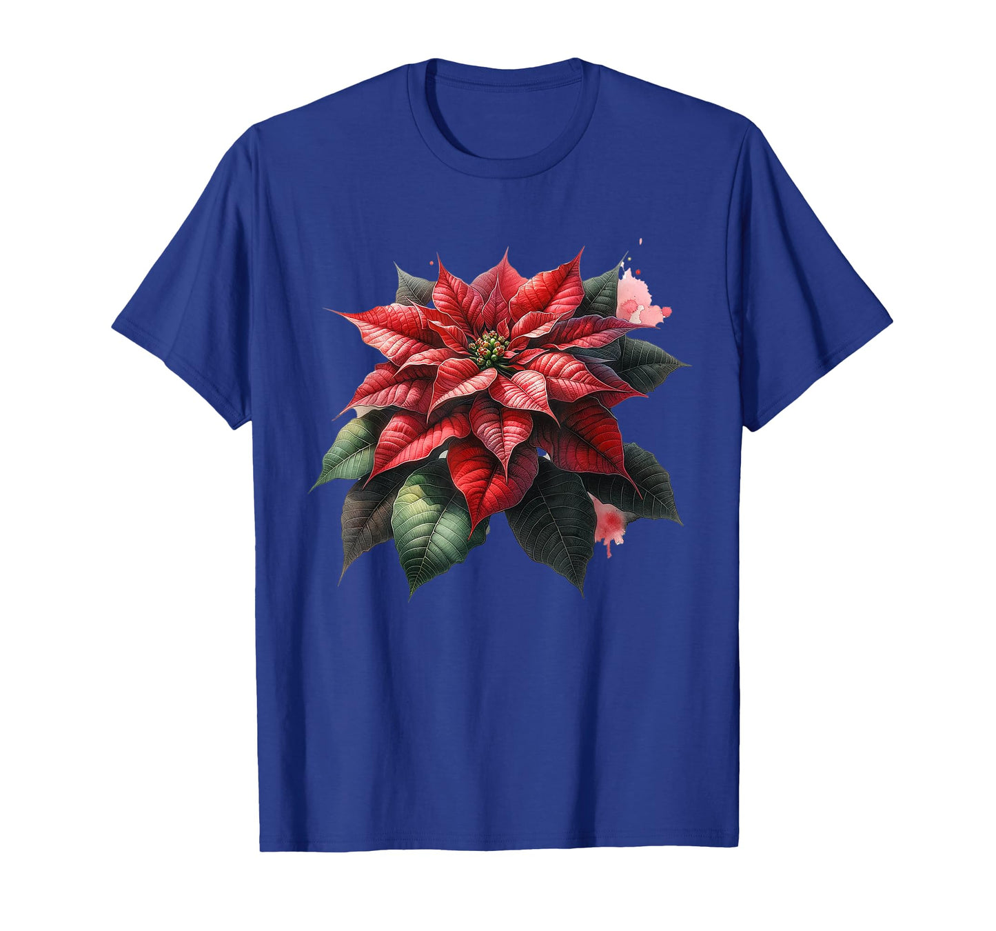 Poinsettia Watercolor Flower Holiday Christmas Graphics T-Shirt