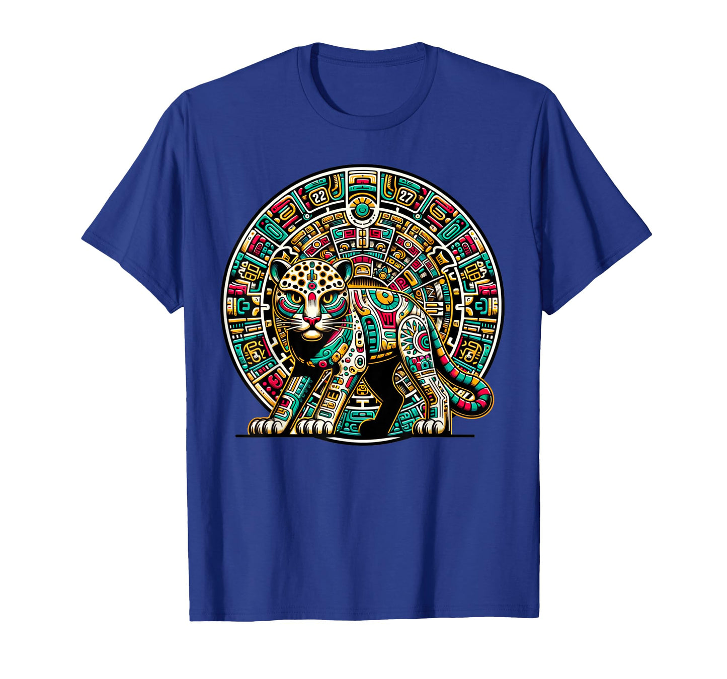 Aztec God Tezcatlipoca And Leopard With The Mayan Calendar T-Shirt