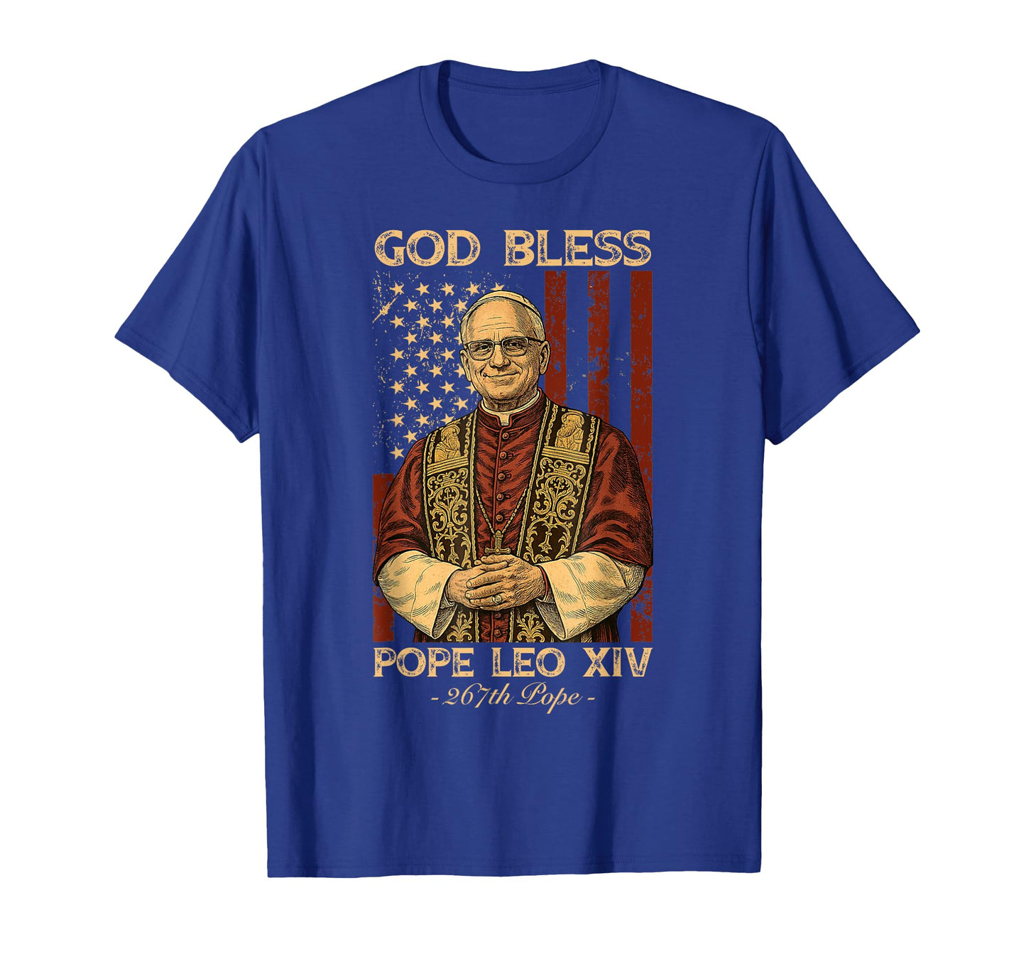 God Bless Pope Leo XIV Robert Francis Prevost American Flag T-Shirt