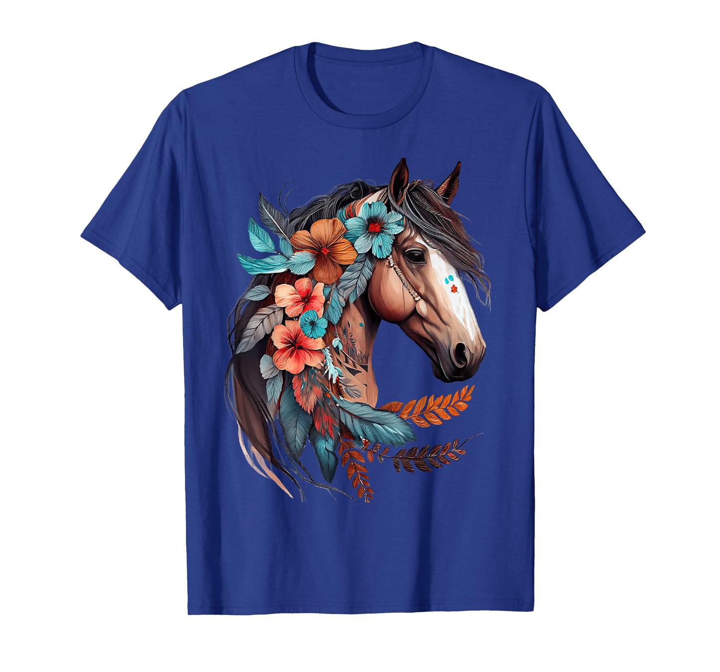 Floral Wild Horse Country Horse Riding T-Shirt