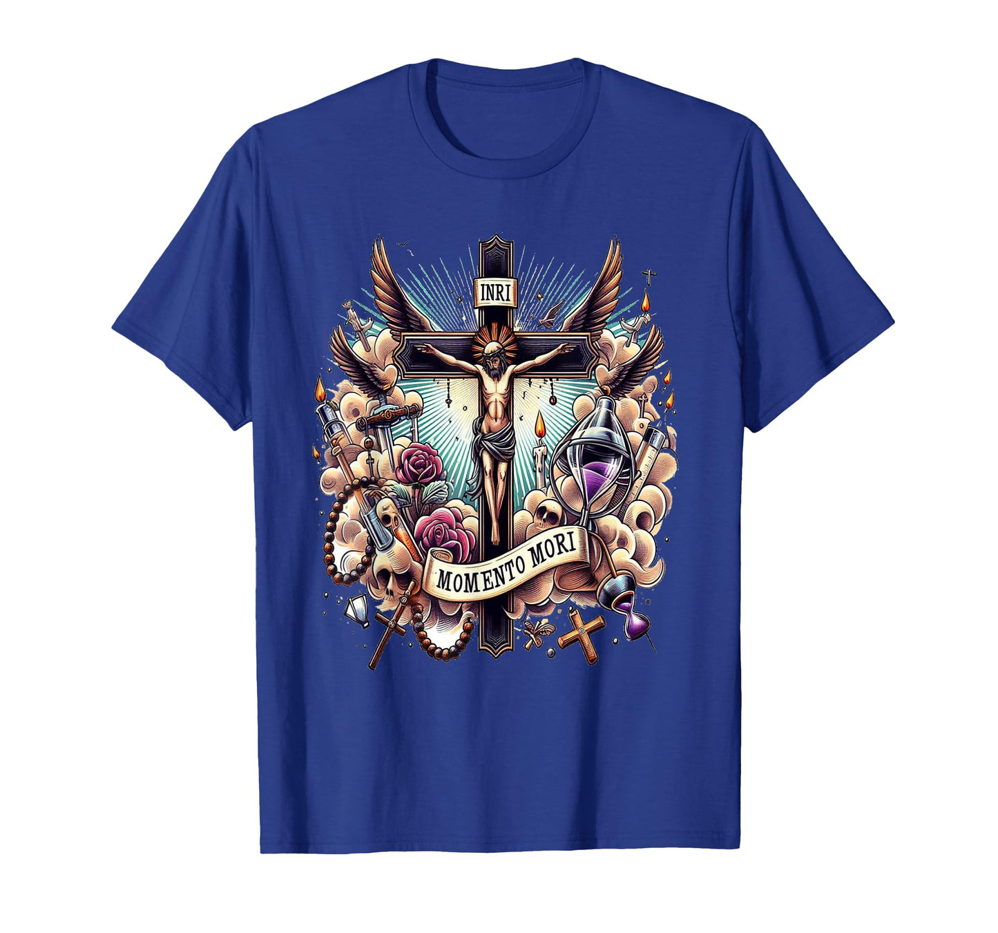 Memento Mori Catholic Crucifix Traditional Latin Mass Skull T-Shirt
