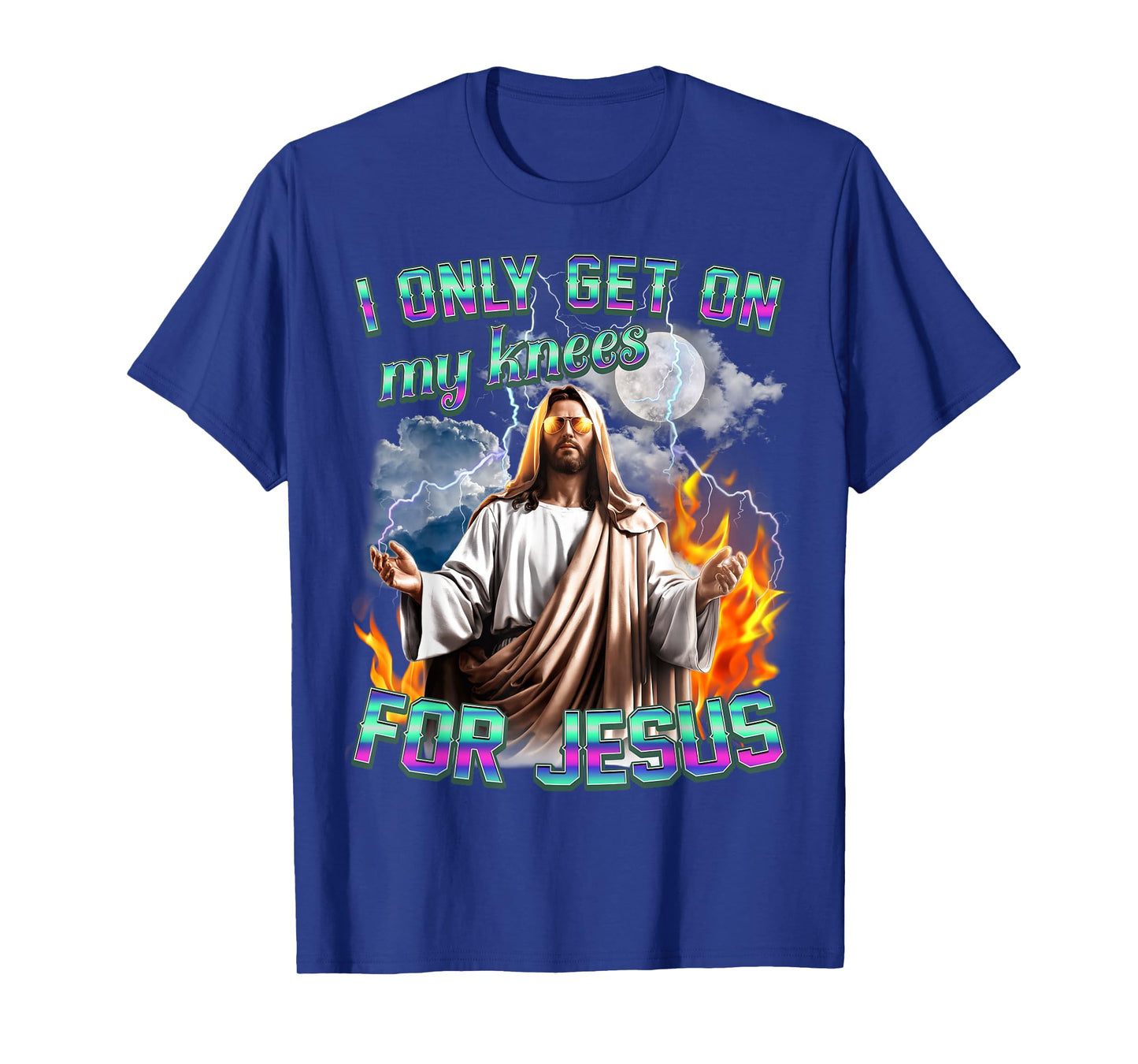 I Only Get On My Knees for Jesus Retro Christian Statement T-Shirt