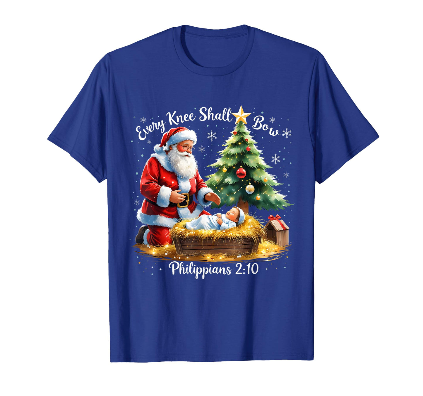 Every Knee Shall Bow Philippians 2:10 Christmas T-Shirt