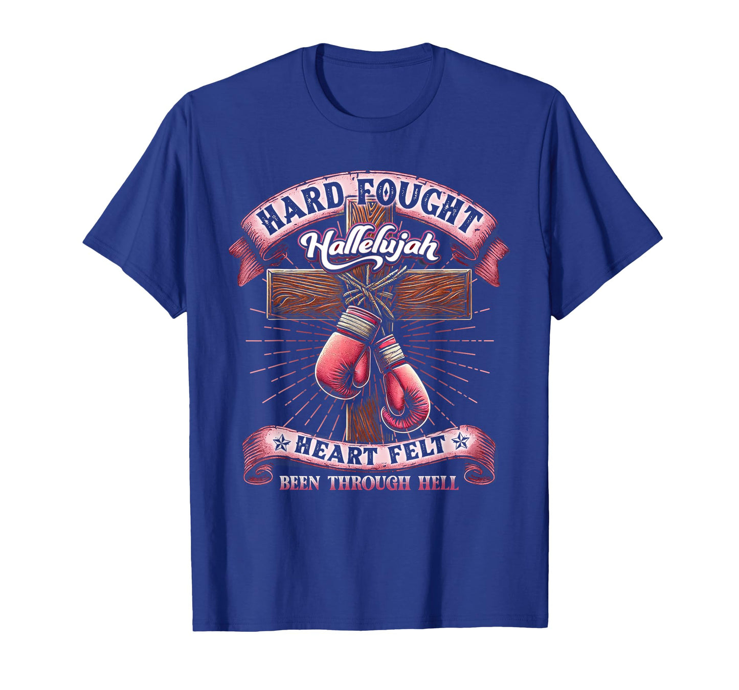 Hard Fought Heart Felt Bee Hallelujah Christian Boxing Faith T-Shirt