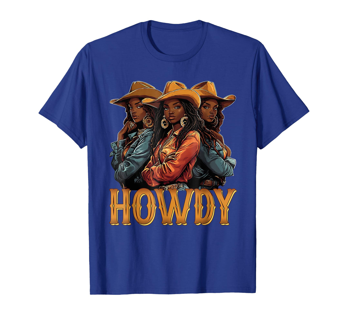 Howdy Retro Western Melanin Black Cowgirl African Women T-Shirt