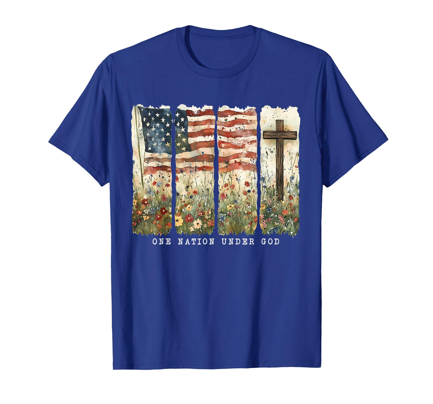 One Nation Under God Flag 4th Of July Patriotic Christian T-Shirt