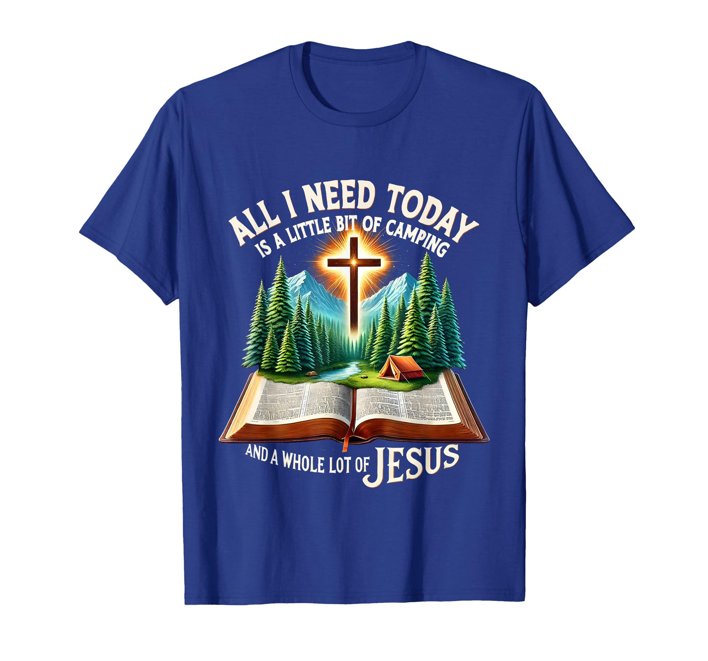 Camping and Jesus Outdoors Faith Bible Campfire Graphic T-Shirt