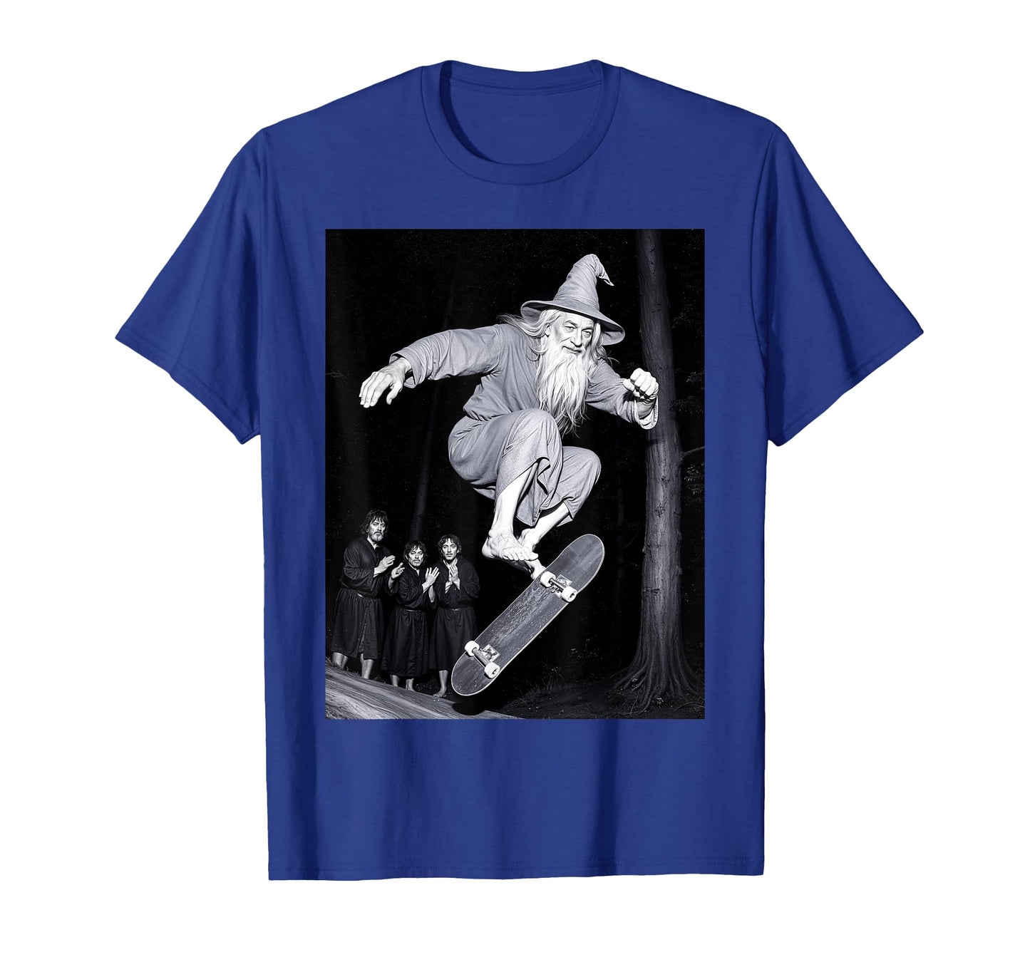 Wizard Skateboarding Funny Meme Skater Halloween Graphic Tee T-Shirt