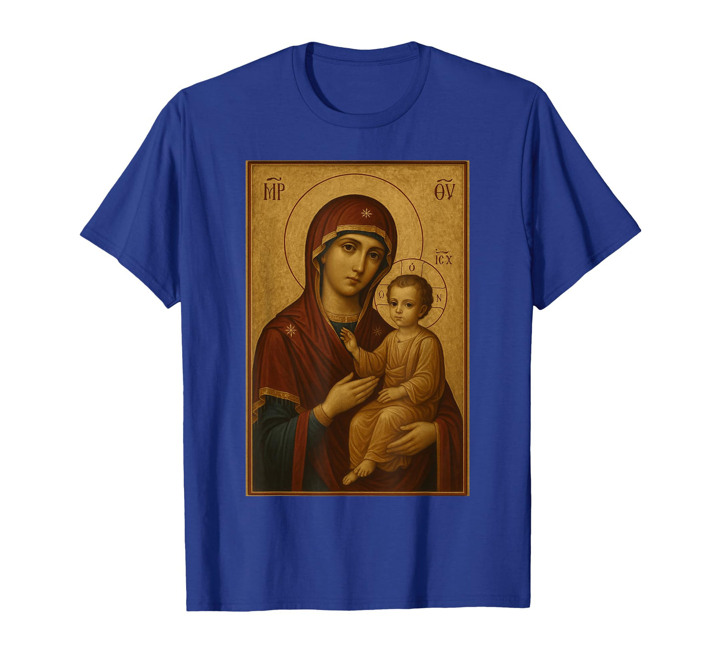 Orthodox Icon of Virgin Mary with Jesus - Theotokos T-Shirt