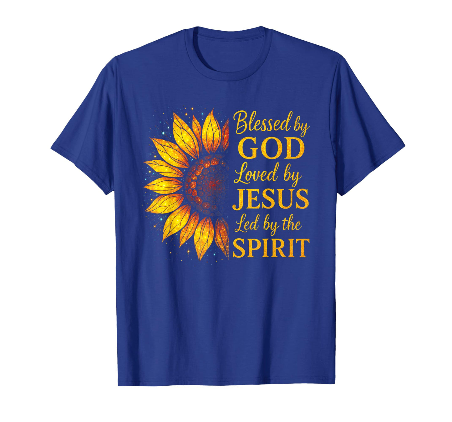 Blessed by God Loved by Jesus Stained Glass Sunflower T-Shirt