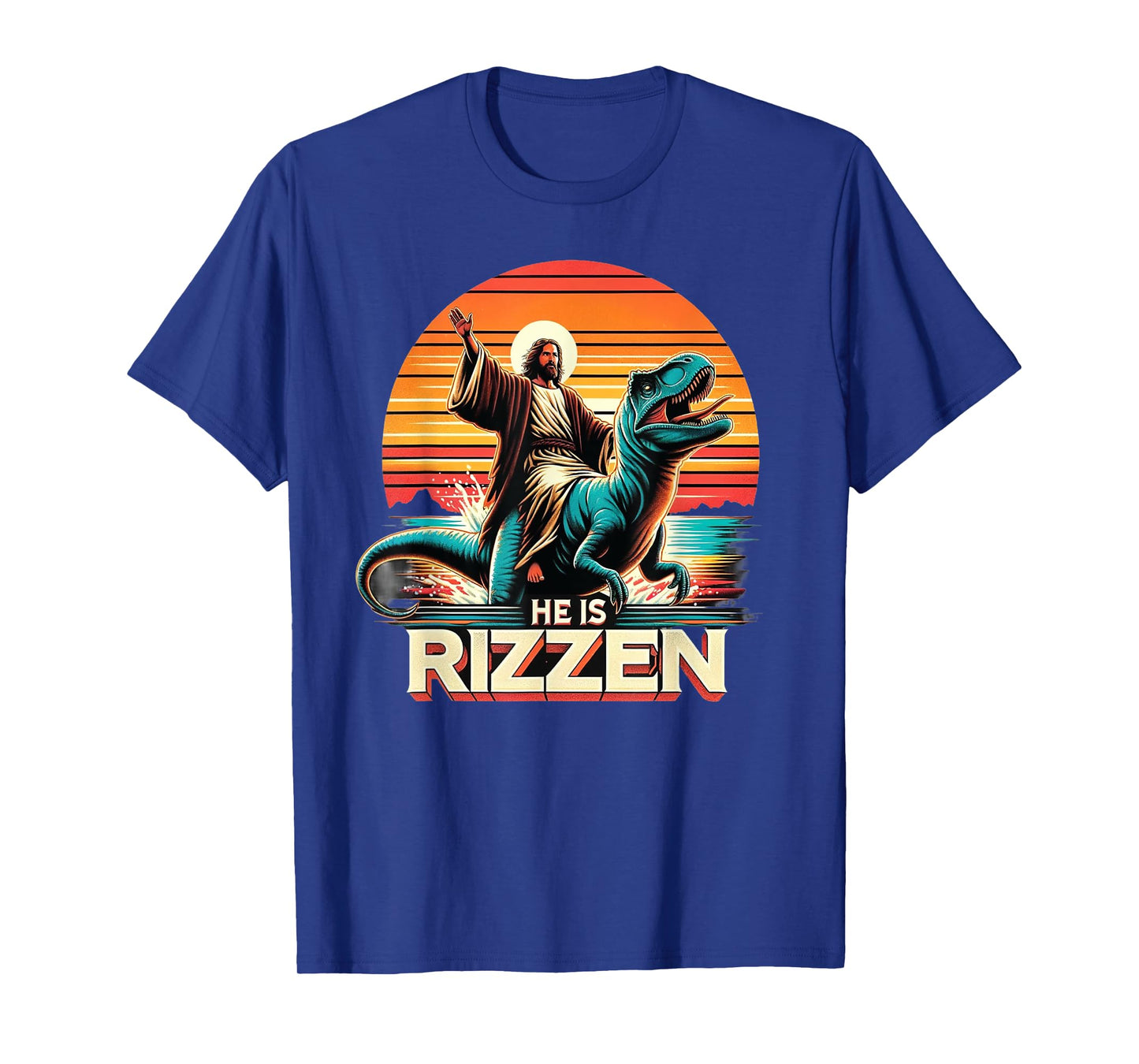 He Is Rizzen Jesus Retro Christian Dinosaur T-Shirt