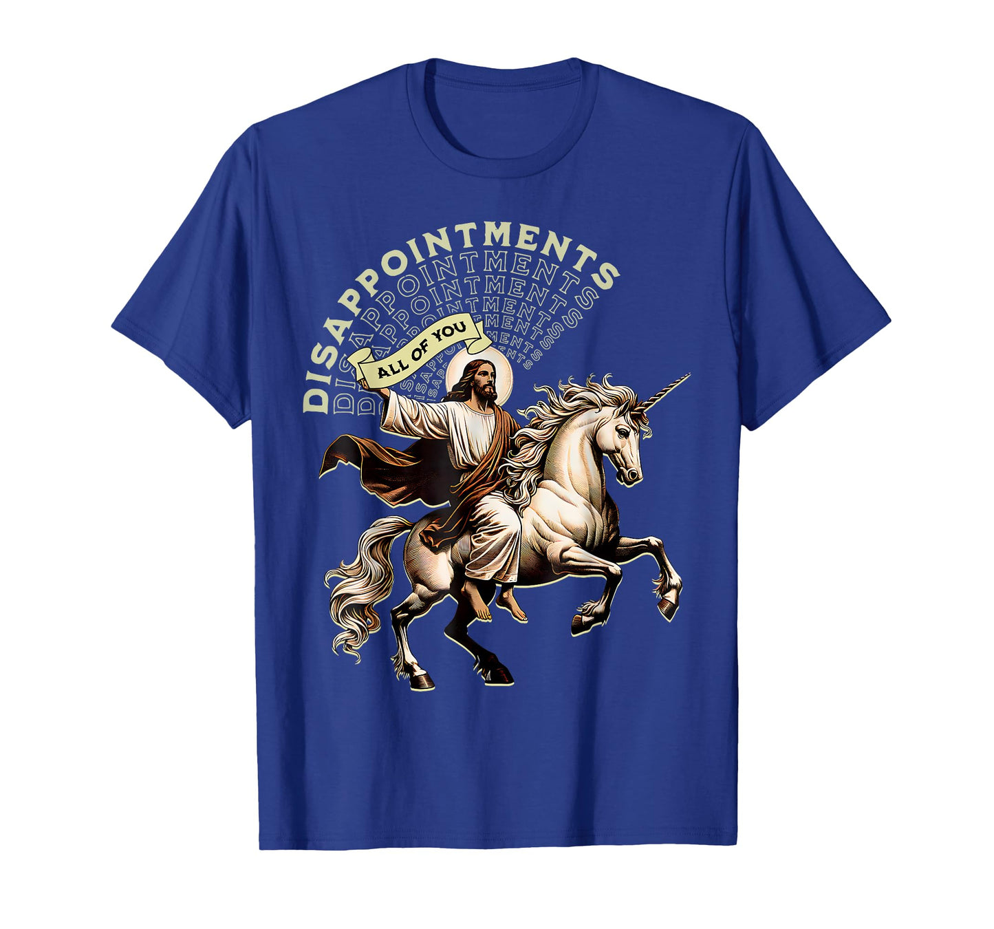 Retro Disappointed Jesus Christian Riding Unicorn Women Men T-Shirt
