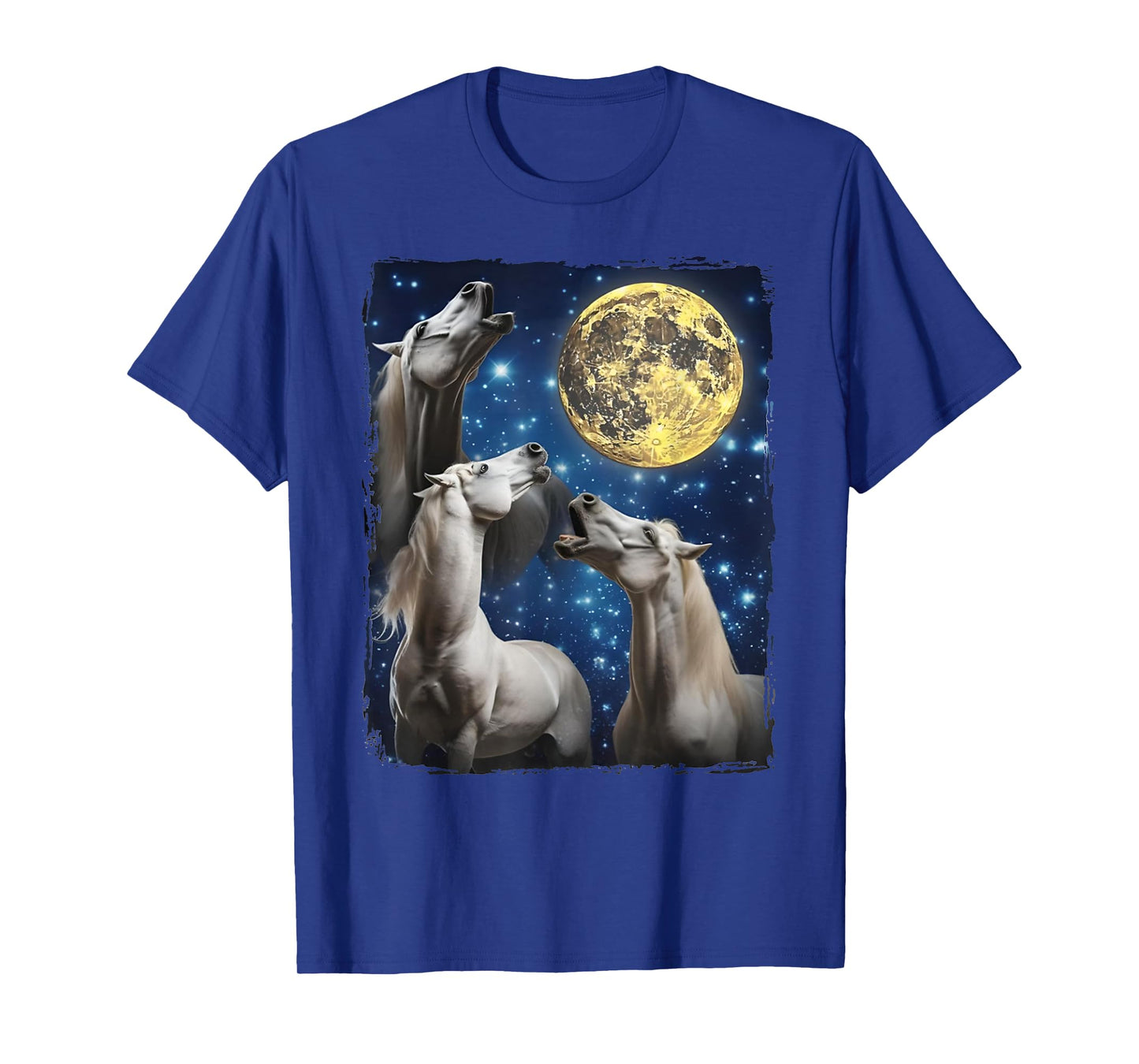 Three Horse Moon | 3 Horses Howling Funny Weird Cursed Meme T-Shirt