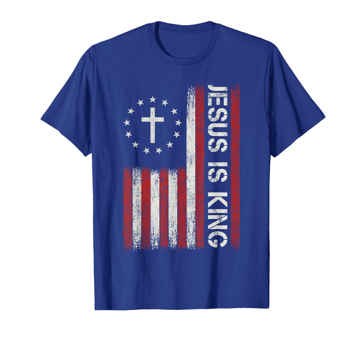 Jesus Is King God Christian Bible Faith Cross Flag Religious T-Shirt