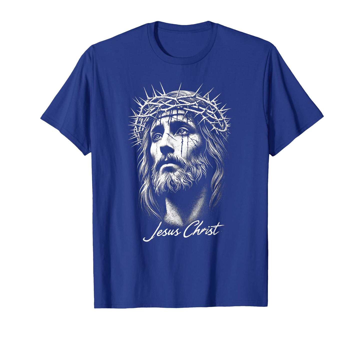 Jesus Christ in Crown of Thorns Distressed T-Shirt T-Shirt