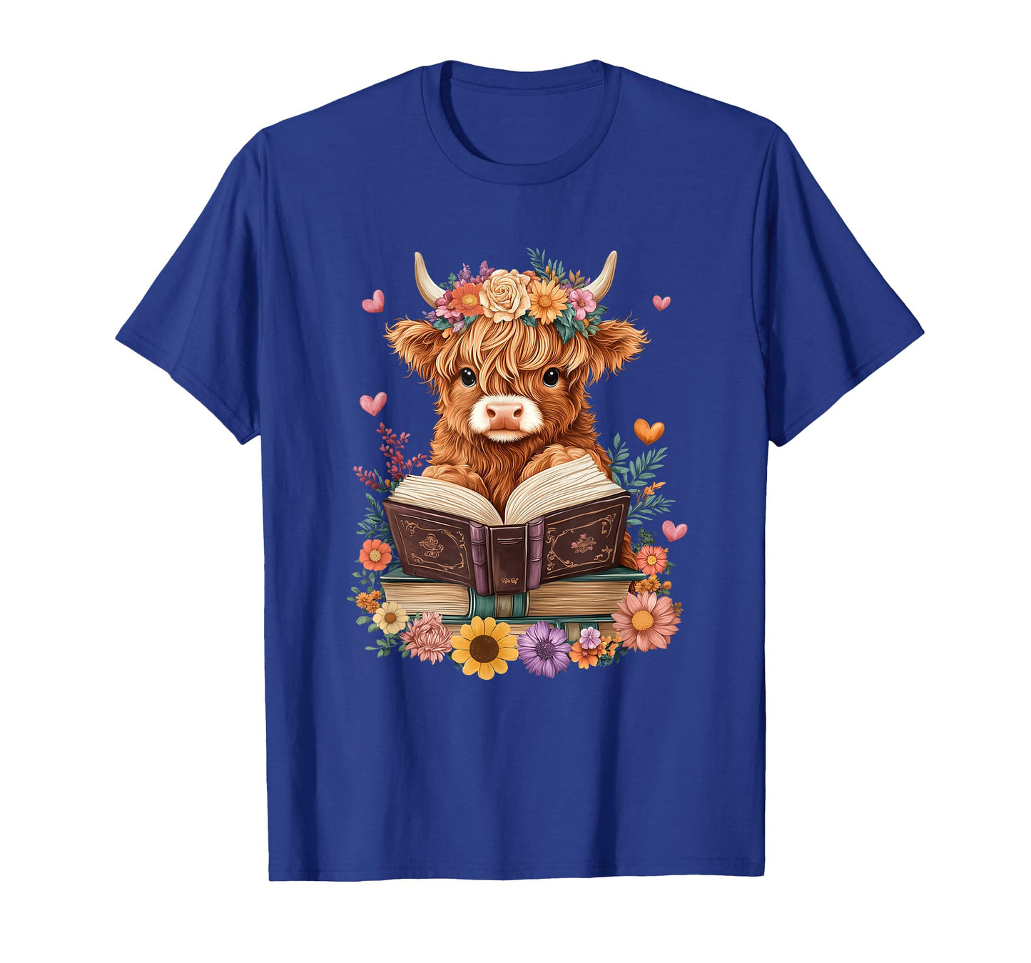 Cute Baby Highland Cow Reading Book Lover Bookworm Girls T-Shirt