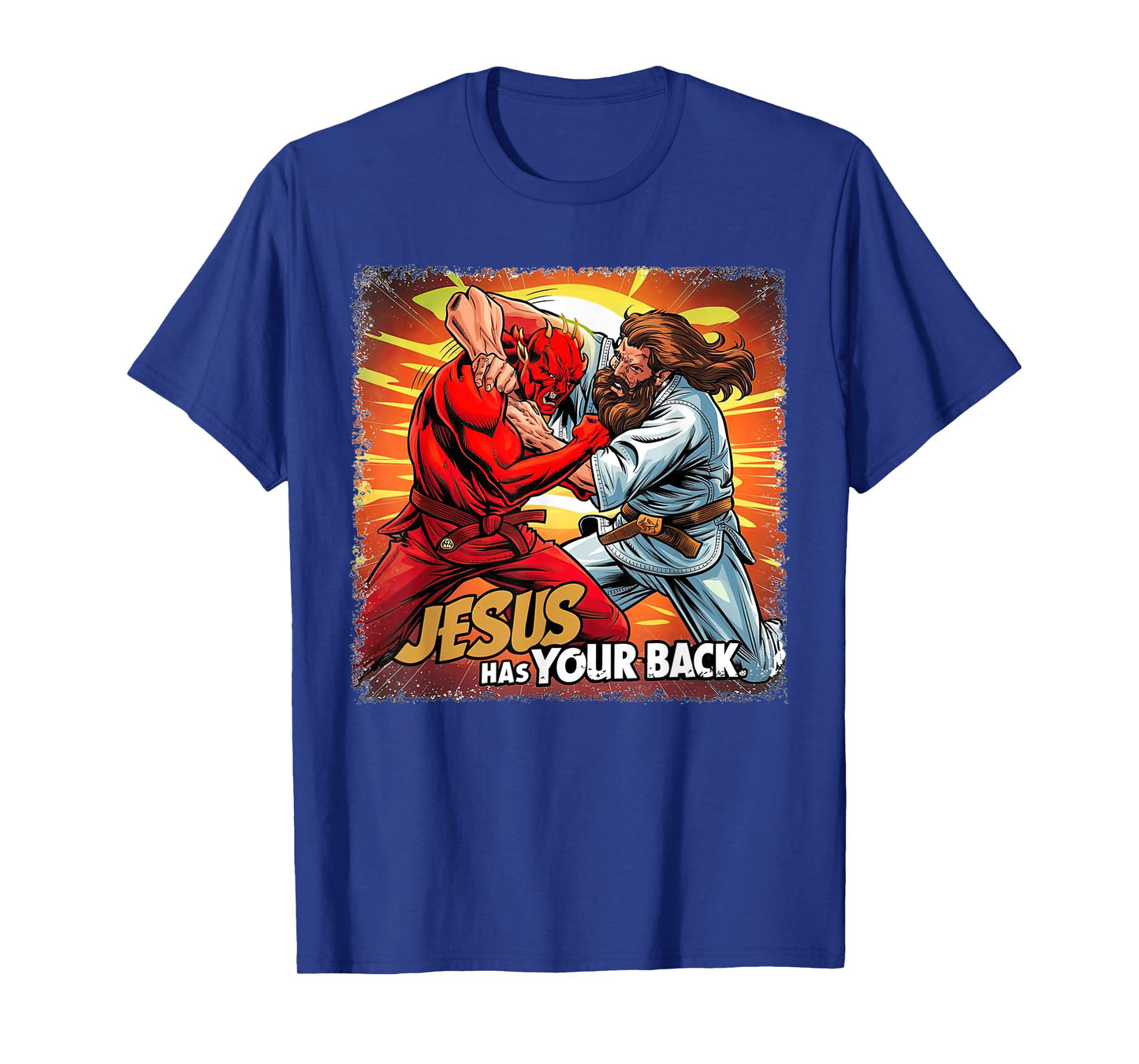 Jesus Has Your Back Jiu Jitsu Retro Christian Men Women Kids T-Shirt