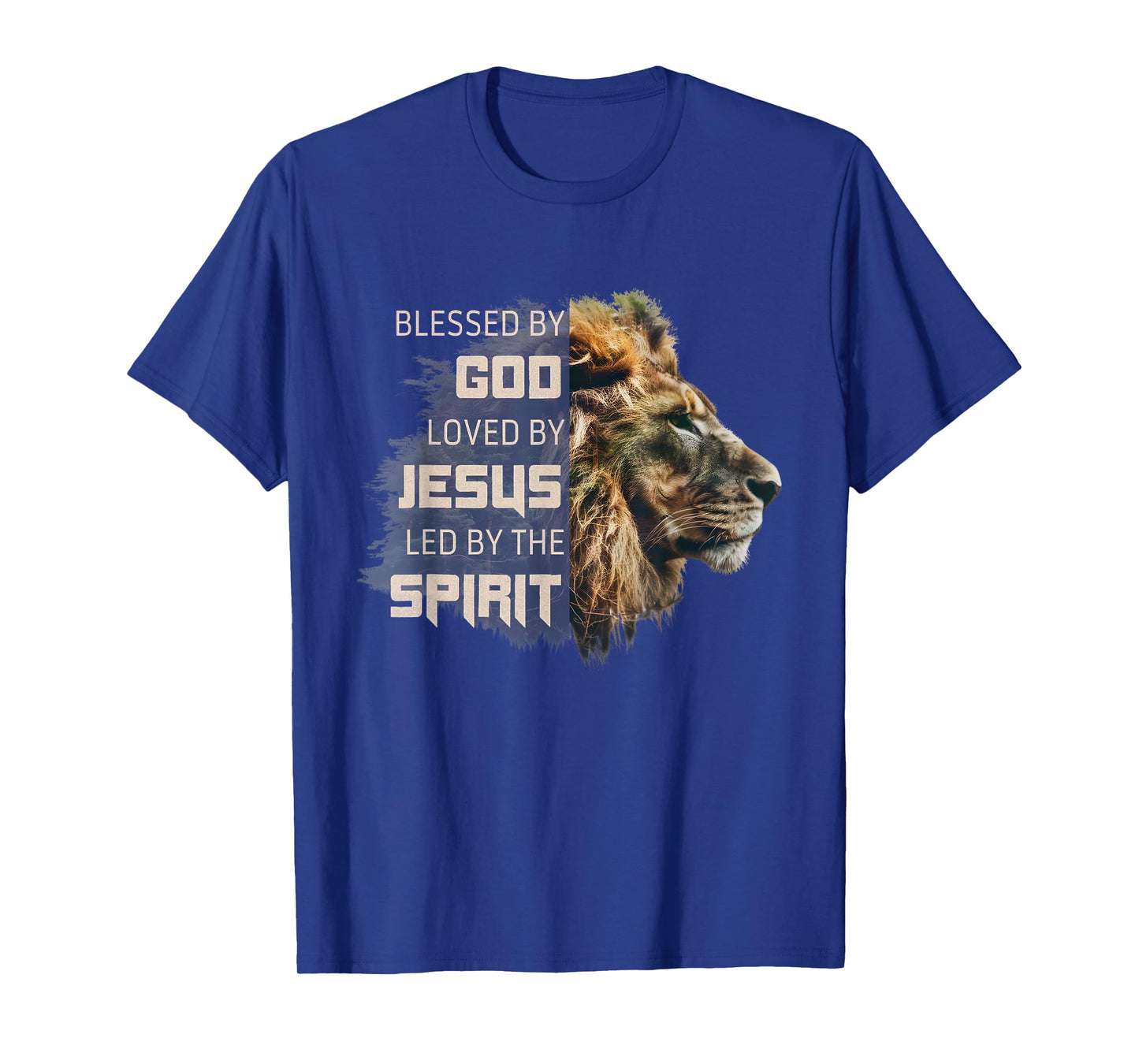 Blessed by God Loved by Jesus Religious Faith Christian Lion T-Shirt