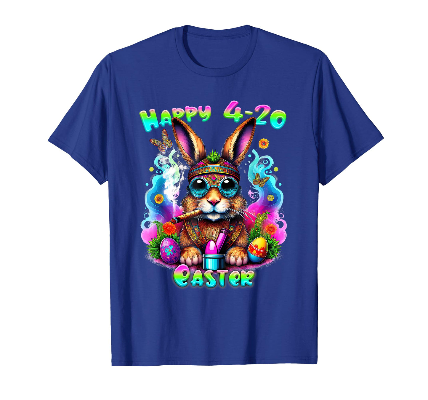 Happy 420 Easter Day Bunny Smoking Weed Marijuana Funny 420 T-Shirt