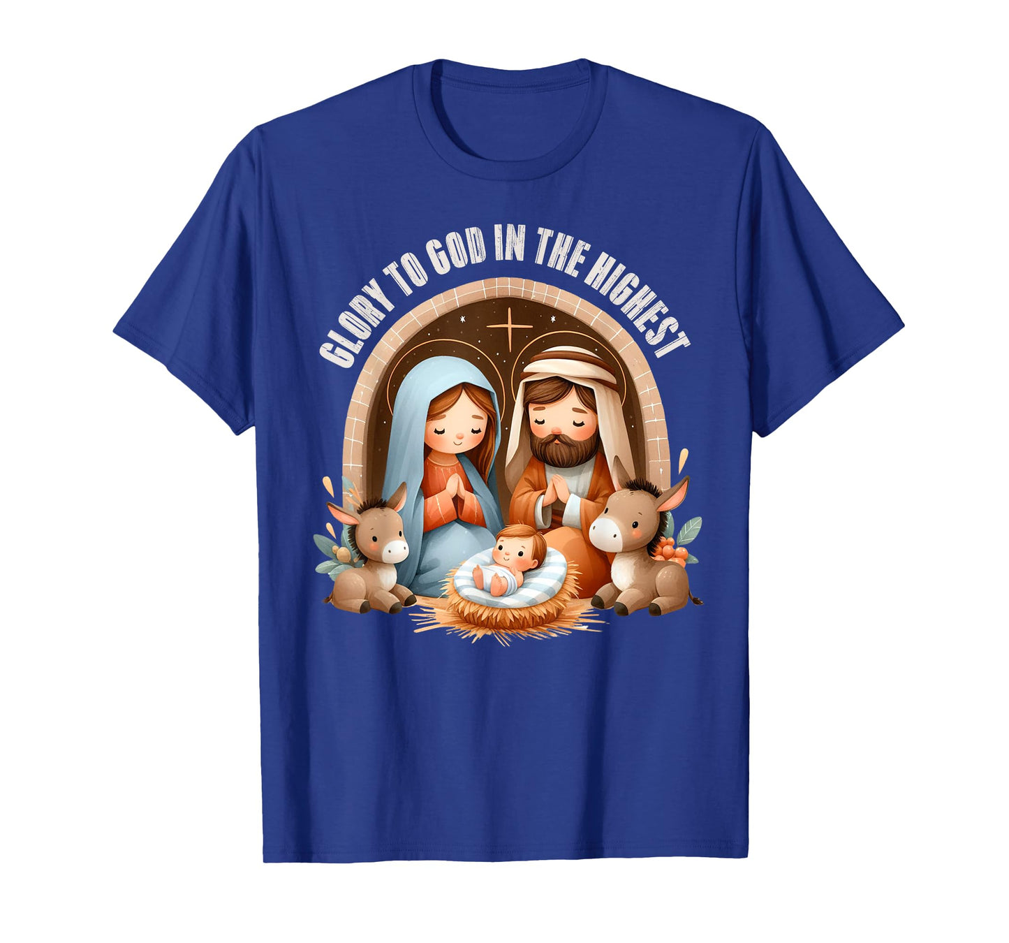 Nativity Scene Glory to God in the Highest Boho Christmas T-Shirt