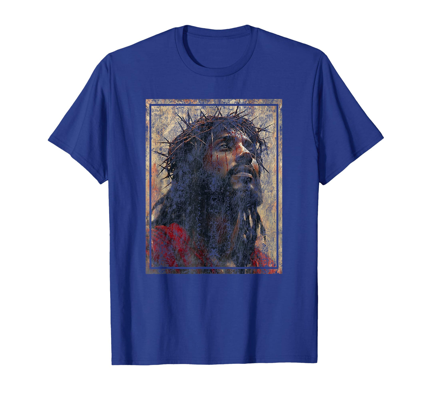 Vintage Black Jesus Face Of Jesus Cross With Crown Of Thorns T-Shirt