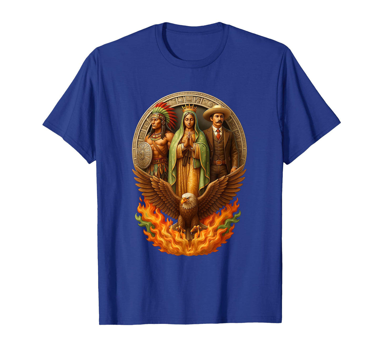 La Reina Virgen De Guadalupe Pancho Villa Guerrero Azteca T-Shirt