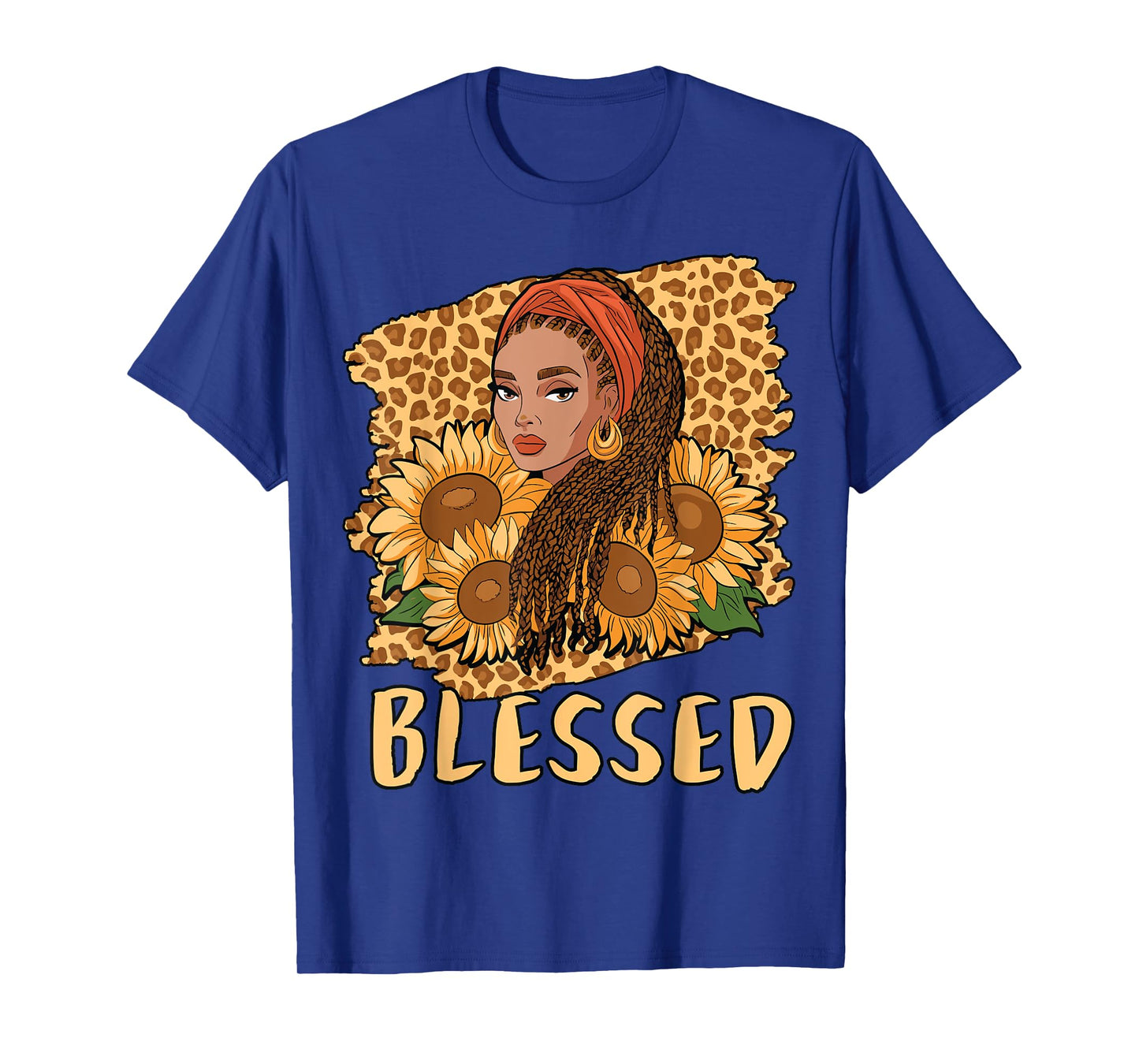 Blessed Black Queen Locs Leopard Sunflower God History Pride T-Shirt