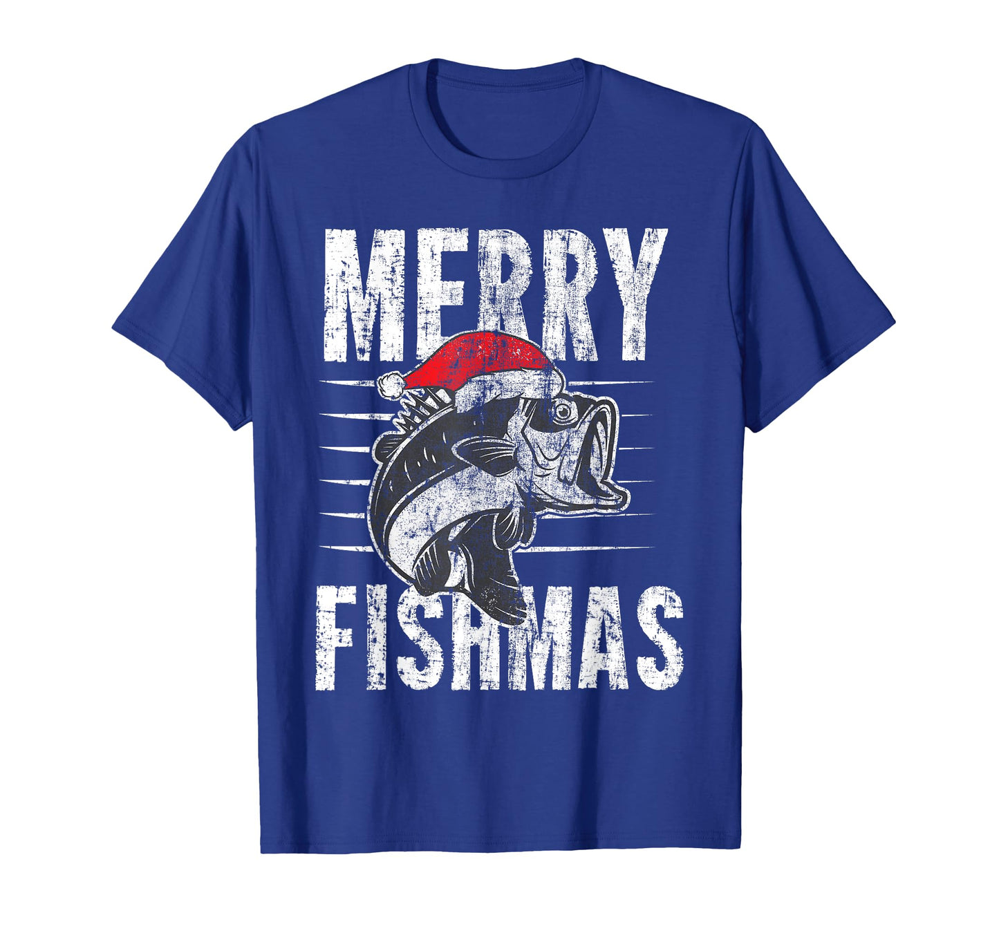 Merry Fishmas Funny Christmas Fishing Distressed Gift T-Shirt