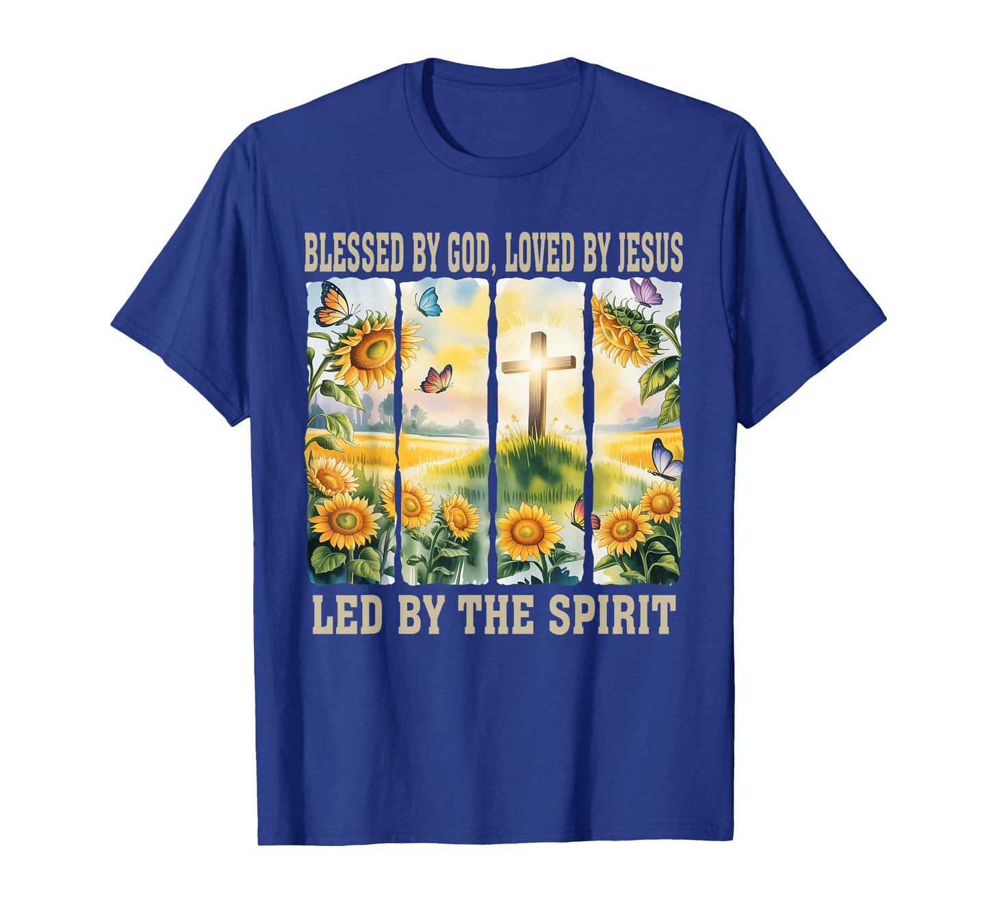 Blessed By God - Loved By Jesus Women Christian Sunflower T-Shirt