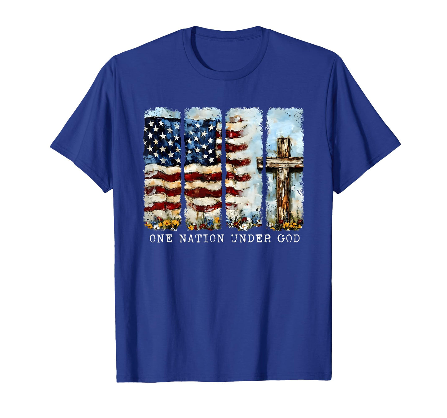 One Nation Under God Flag 4th Of July Patriotic Christian T-Shirt