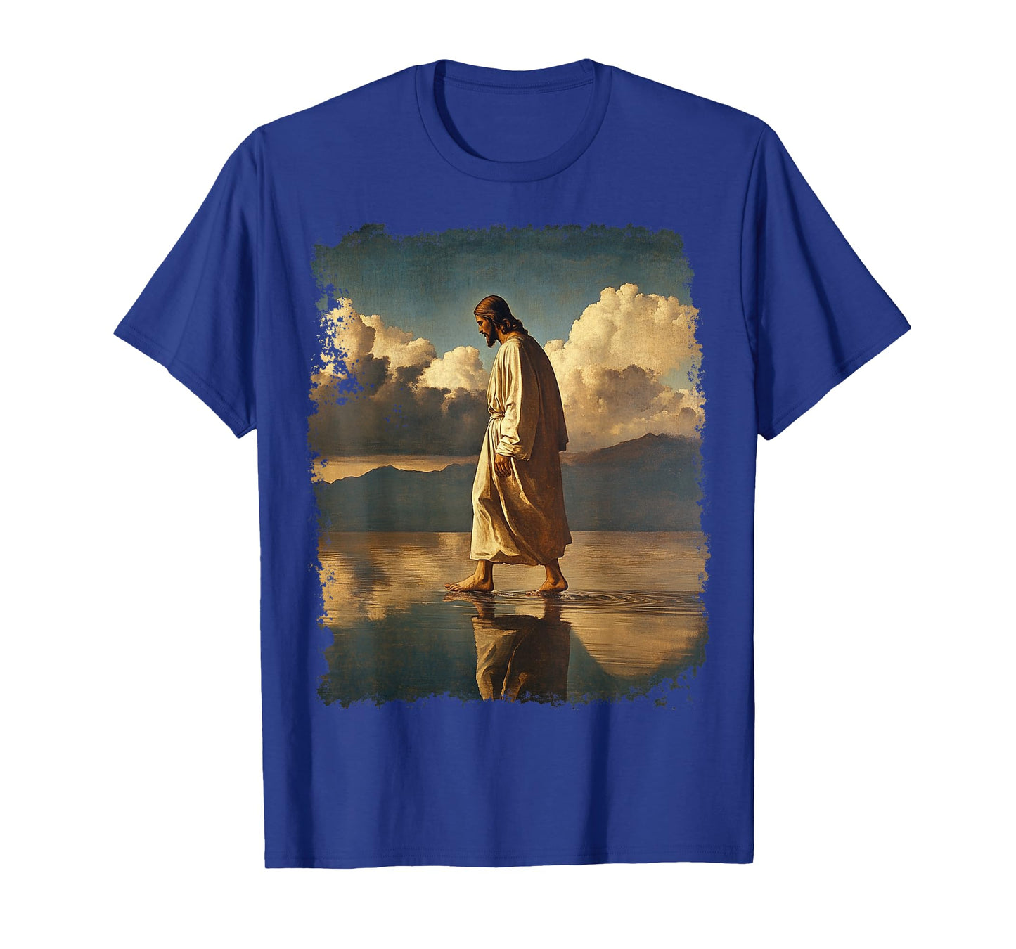Jesus Christ Walking on Water Christian Bible Graphic Tees T-Shirt